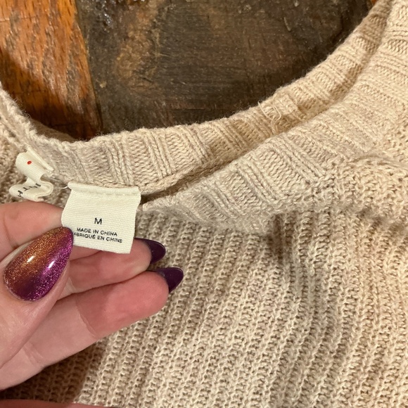 Anthropologie Moth Oatmeal Longline Ribbed Sweater Tunic Size M - Picture 6 of 9